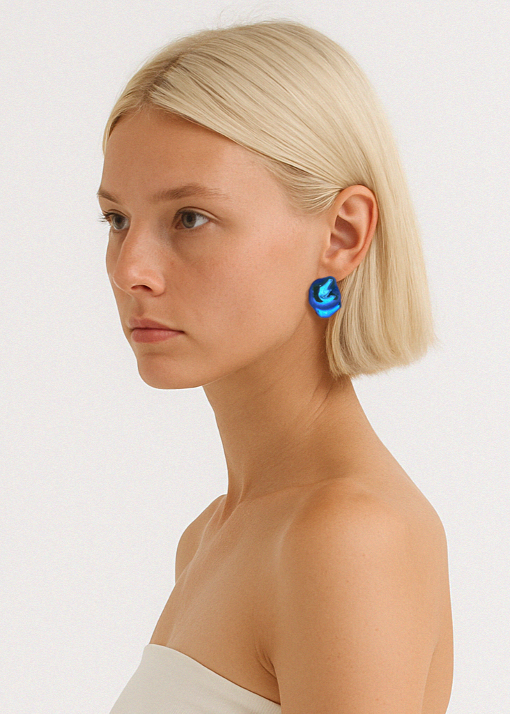 ENIGMA ELECTRIC BLUE GLASS EARRINGS